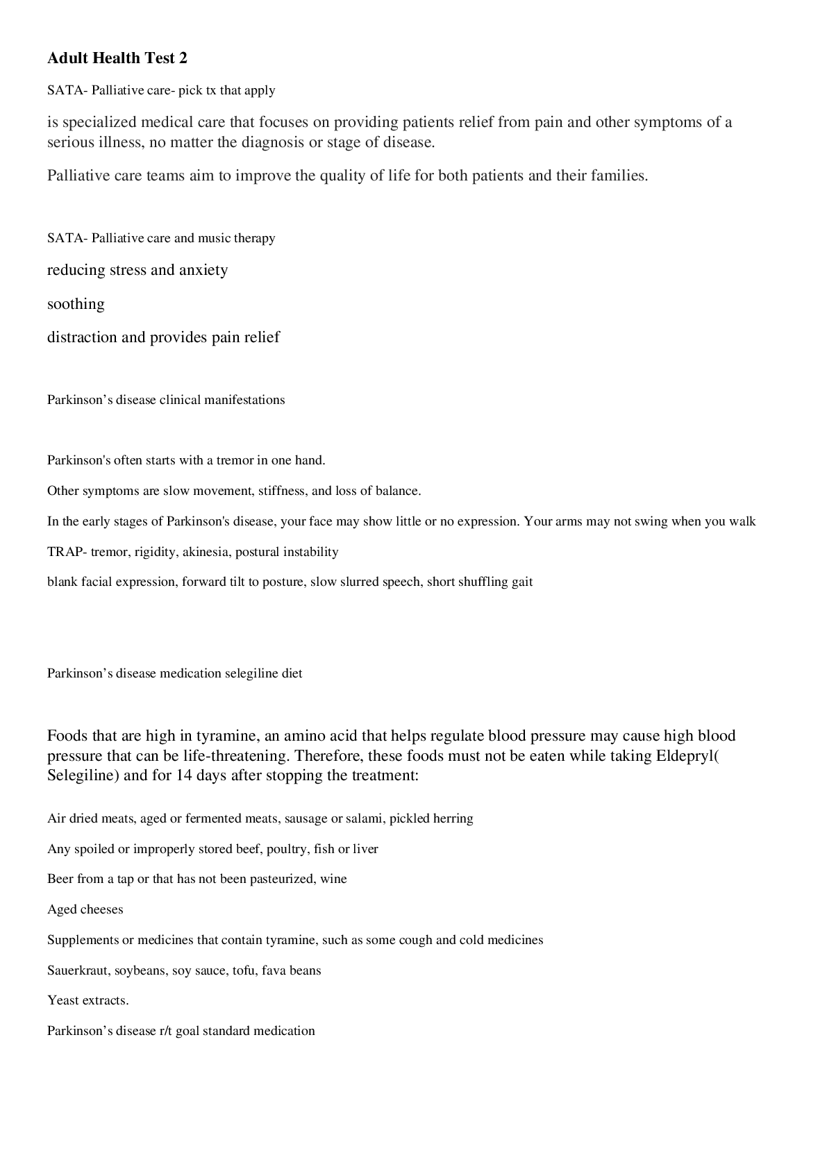 Preview of Chamberlain College of Nursing - NR 325 Adult Health Test 2 Review
